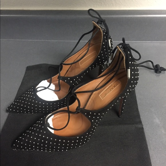 PRE-OWNED AQUAZZURA CHRISTY STUDDED PUMPS SZ 41 - Picture 3 of 11